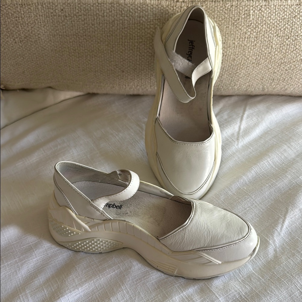 Jeffrey Campbell Cream Sneakers with Velcro Strap
